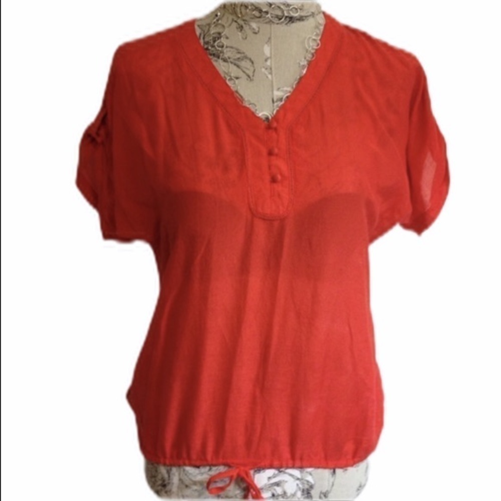 *loft Orange 30% Silk Top XS P
